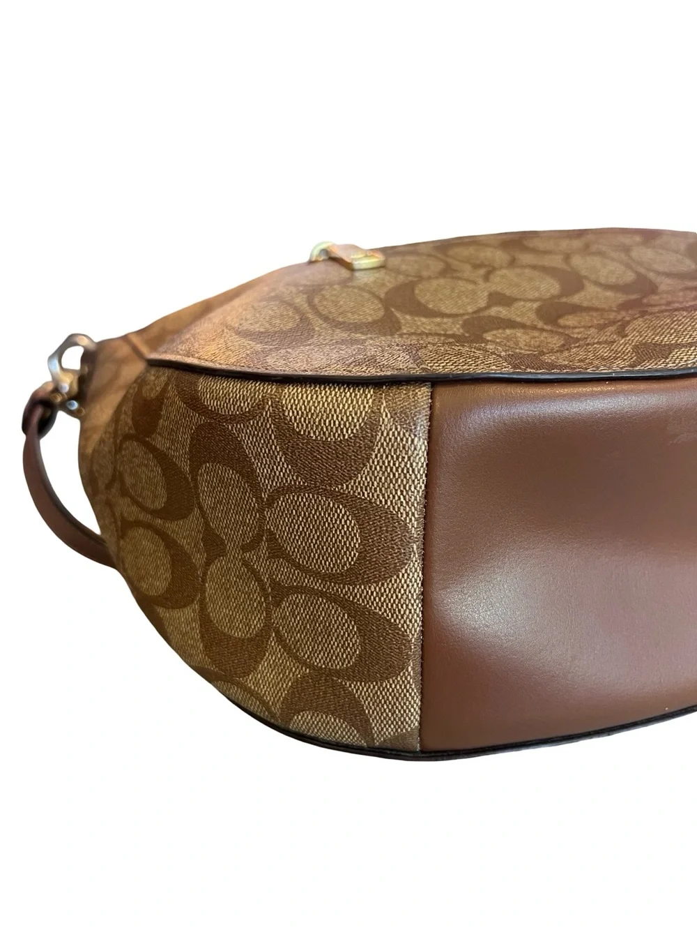 Coach F39527 Women’s Elle Hobo Shoulder Bag Leather Brown Signature Canvas